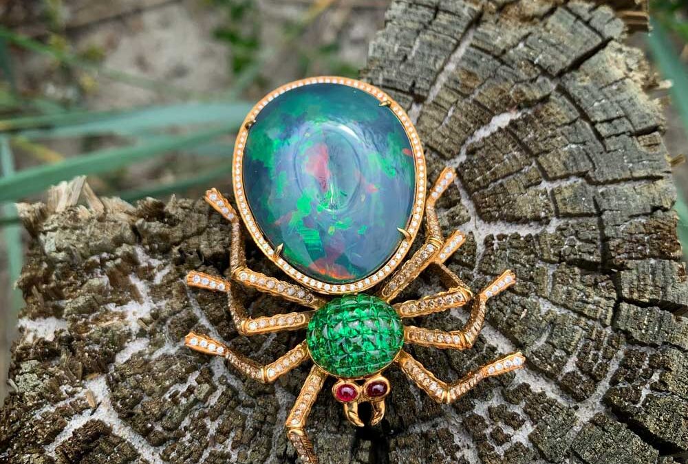 Brooch artistry with an Australian solid black opal