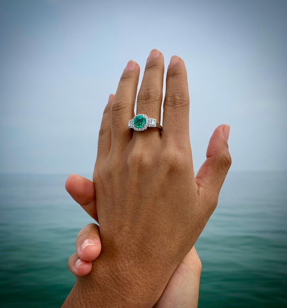 Emerald & diamond ring