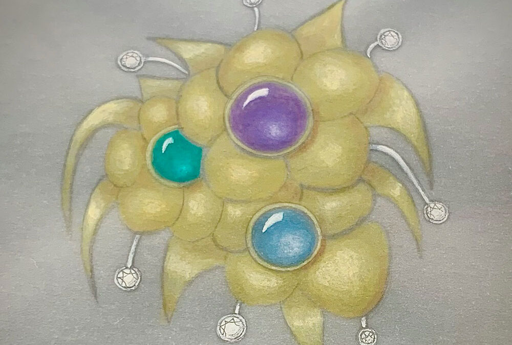 Drawing of a flower brooch