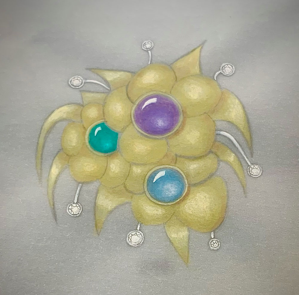 Drawing of a flower brooch