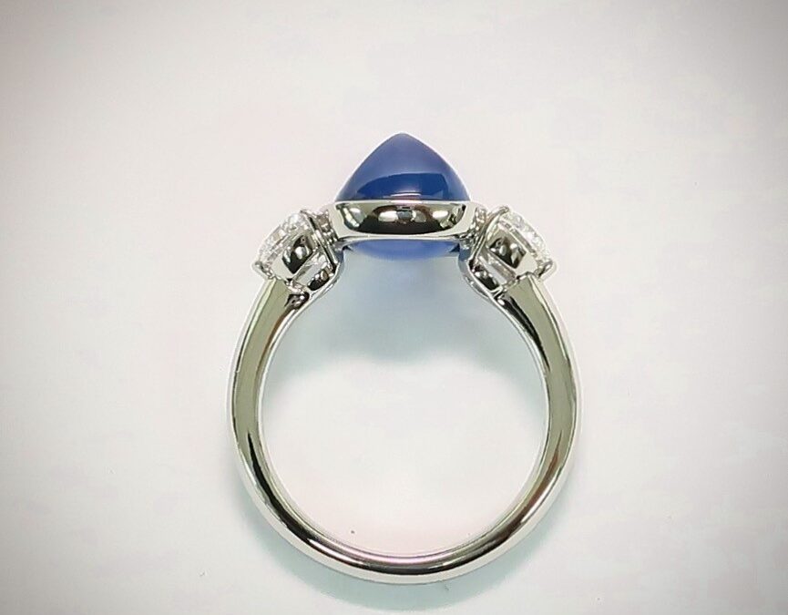Sapphire & diamond ring in platinum